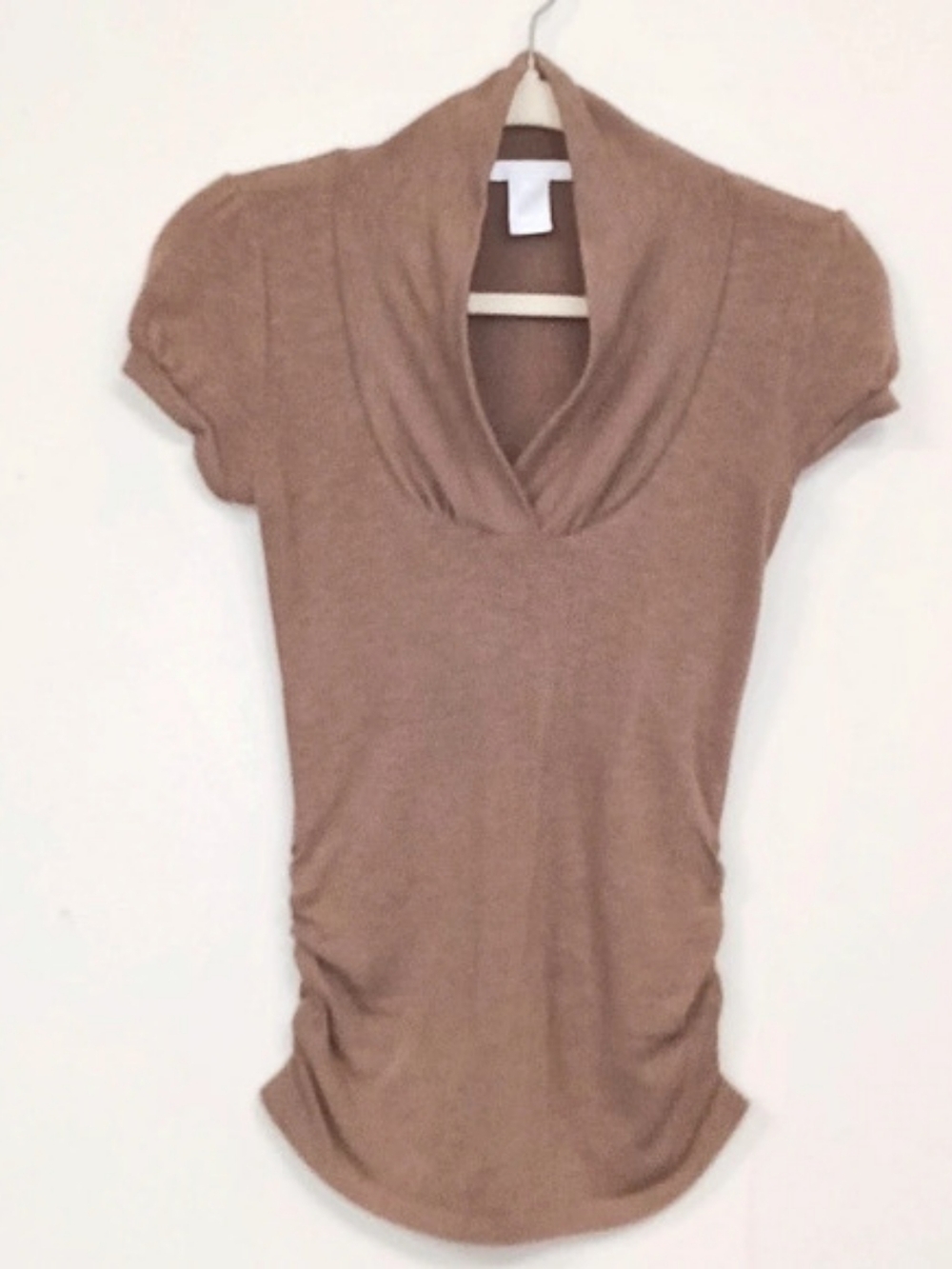 Y2K Charlotte Russe 2000's Ruched Cap Sleeve Fitted Stretch Knit Top Small
